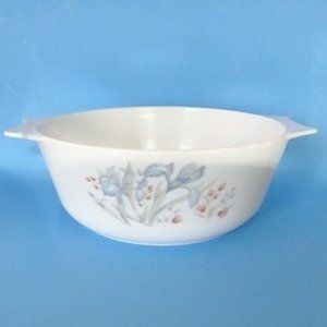 Pyrex Bowl Round, White with Blue Flowers England